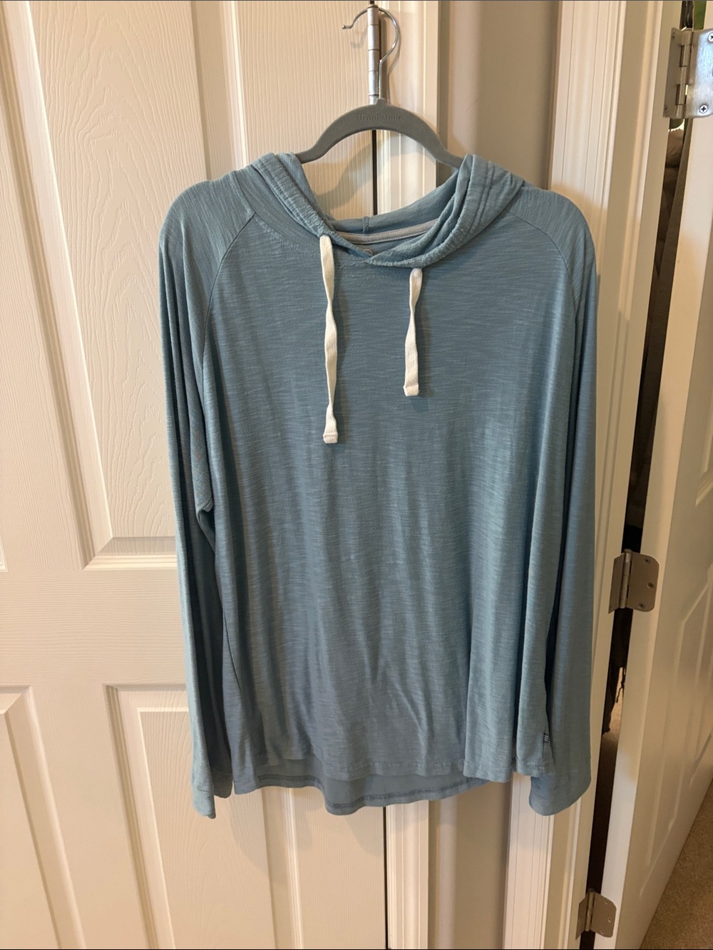 Free Fly Apparel Light Blue Women's Hooded Long-Sleeve Top